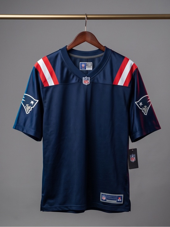 NFL Other - NFL Navy Football Jersey with Red & White Shoulder Stripes - Patriots Style